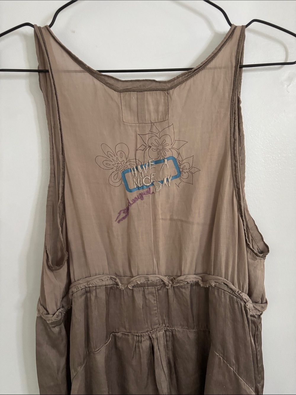 Desigual Taupe Floral Embroidered Button-Front Dress silk - Picture 8 of 9